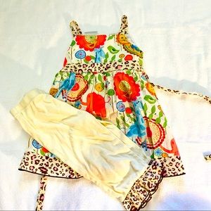 Ann Loren Matching Set Leopard Ruffles Dress 4-5 T